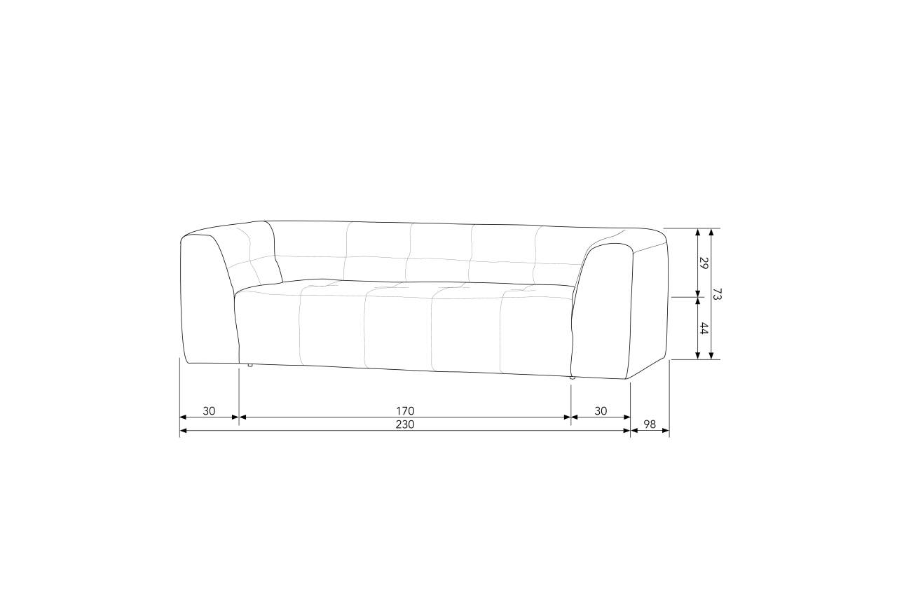 Sofa Grid aus Chenille-Gewebe, Grau