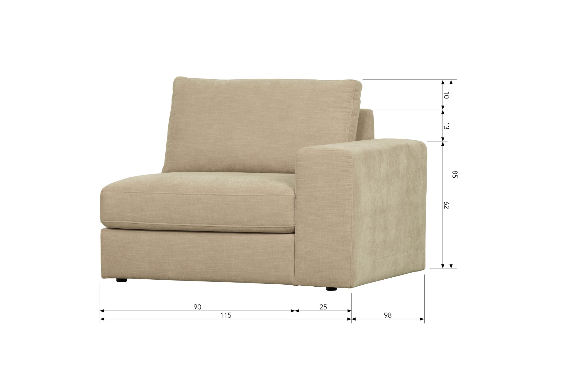 Modulsofa Family 1-Seat Element Rechts, Sand