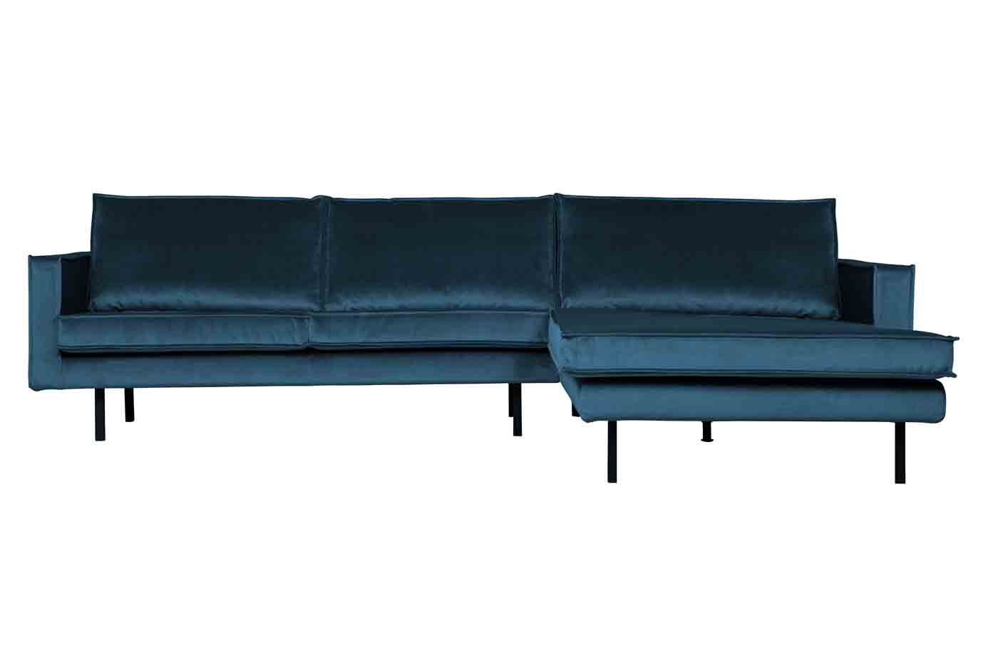 Ecksofa Rodeo Chaiselongue Samt, rechts Blau