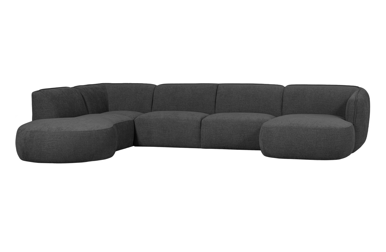 Sofa Polly U-Form aus Webstoff Links, Grau