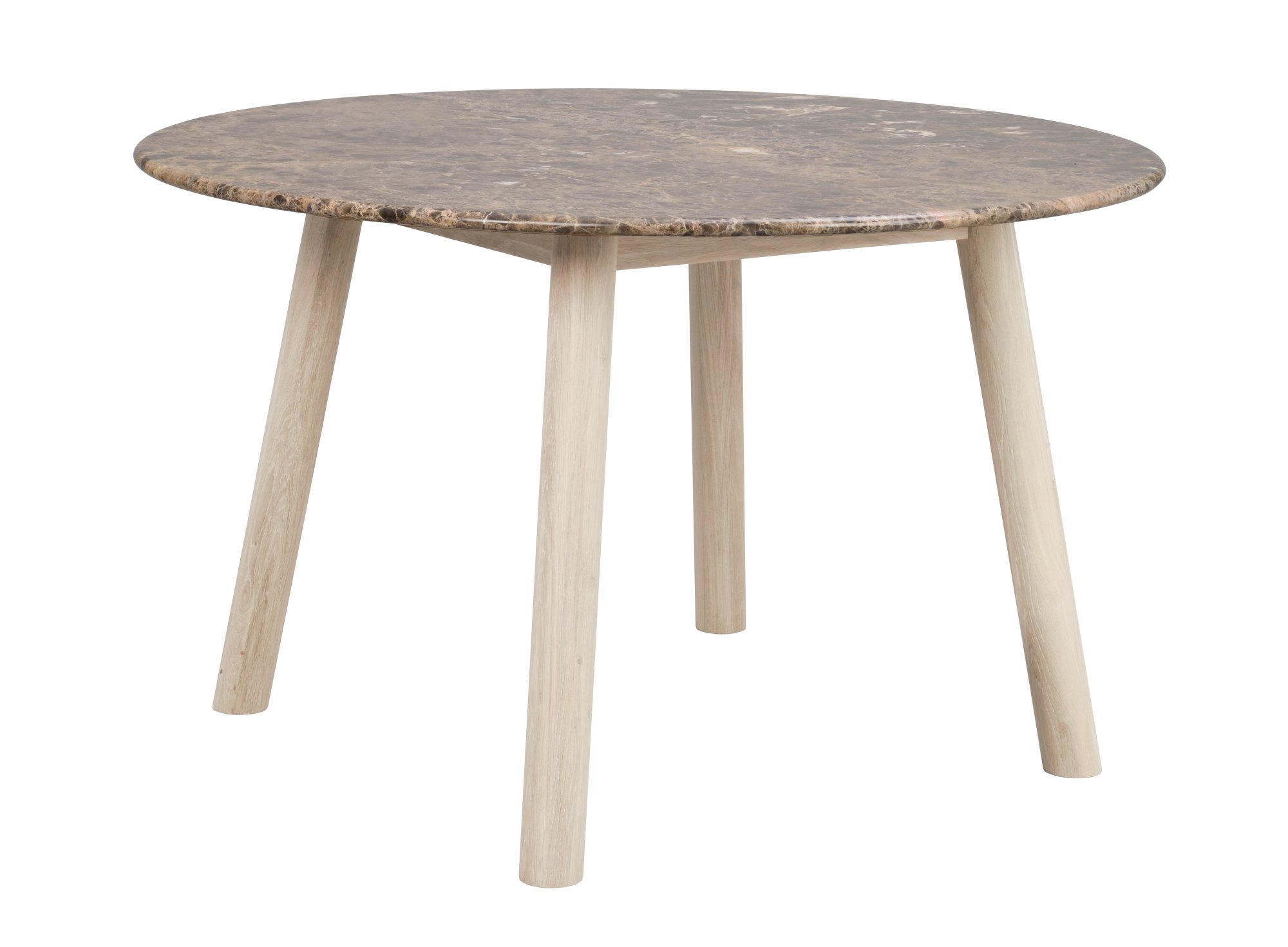 Esstisch Taransay Rund 125cm, Marmor Braun, Eiche Hell