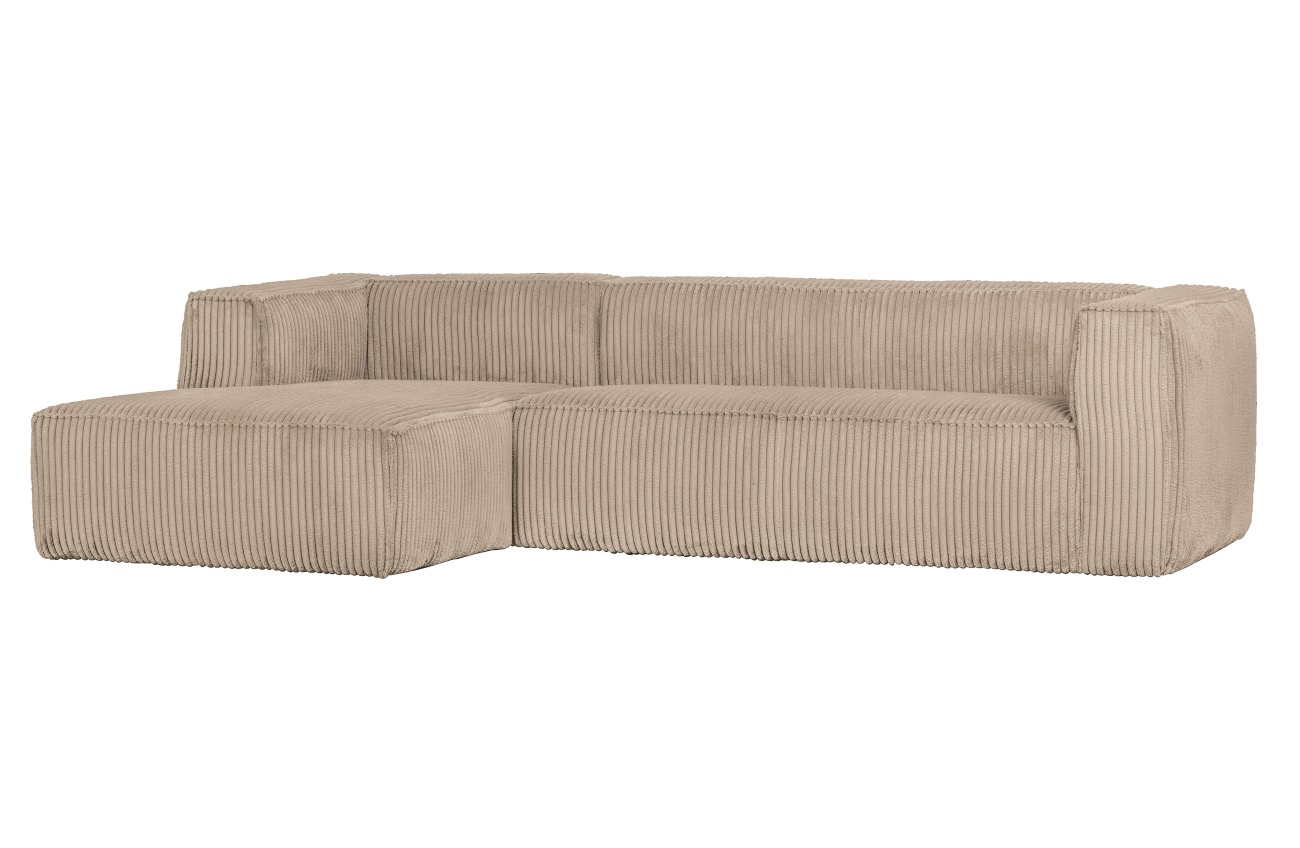 Ecksofa Bean mit Cordbezug, links Sand