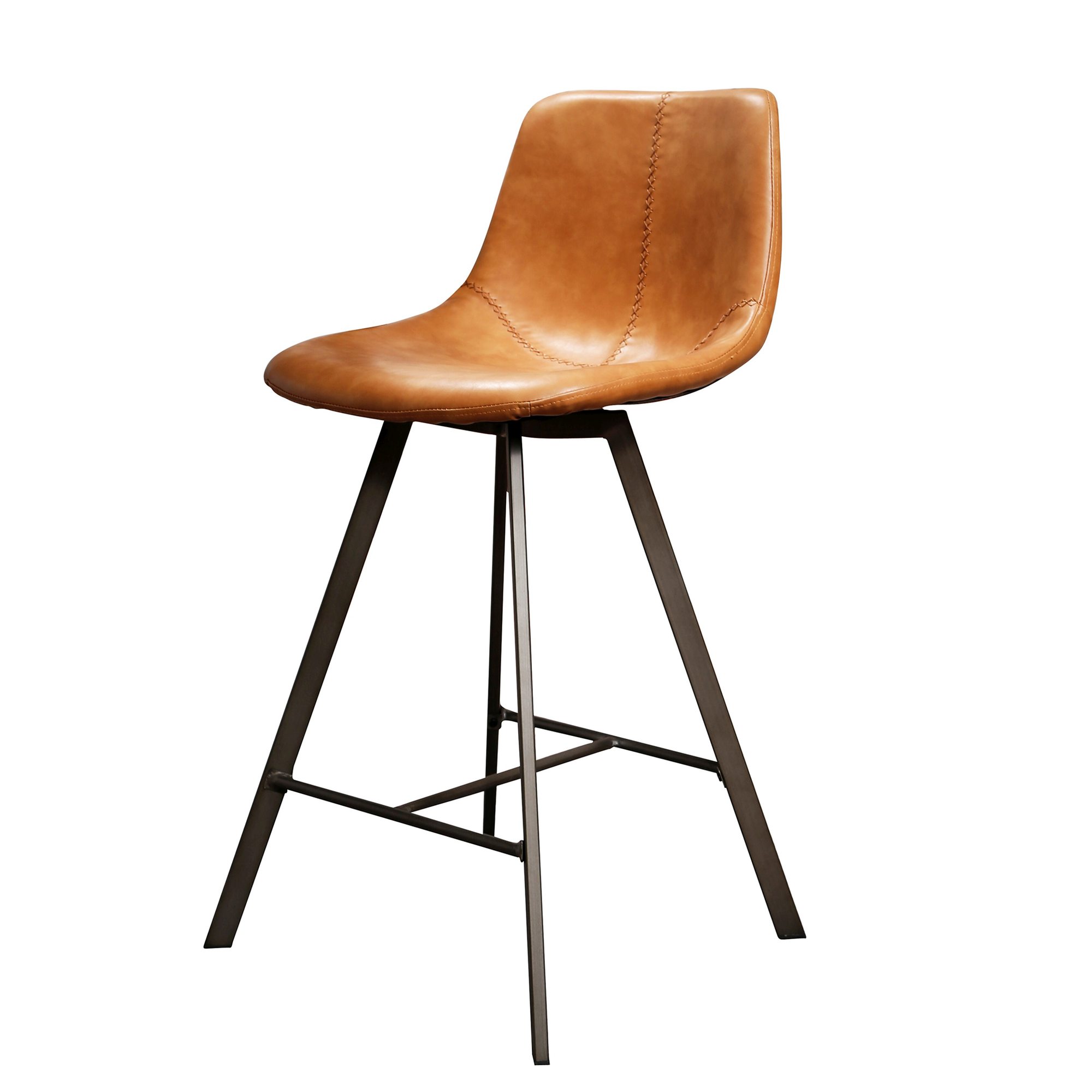 4er-Set Barhocker Edeostol mit Lehne - Kunstleder, Cognac