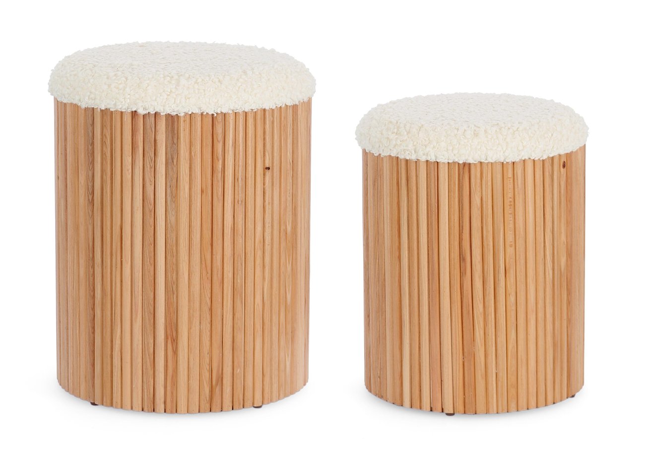 Pouf Neda 2er-Set aus Kiefernholz