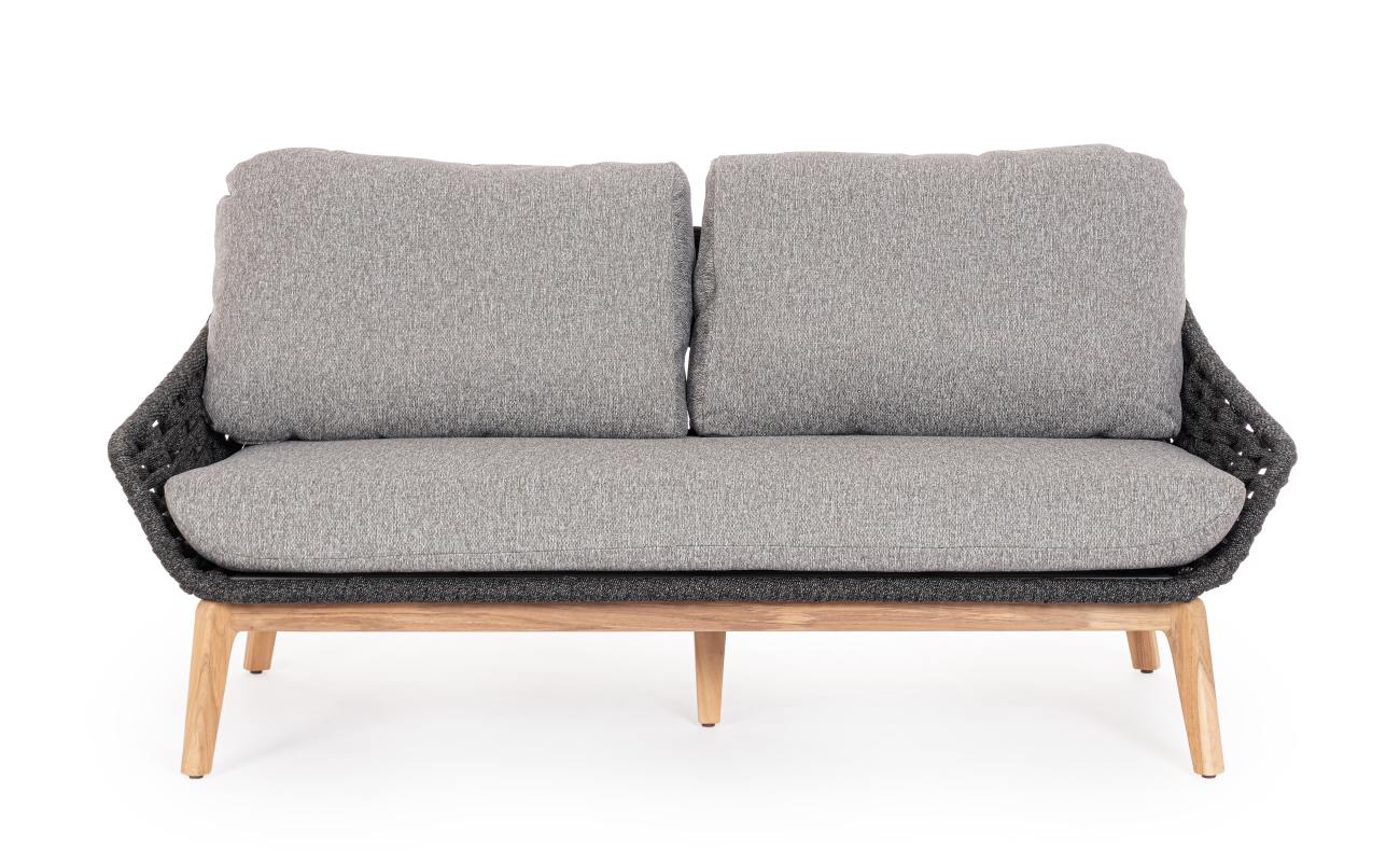 Gartensofa Tamires aus Teakholz, Anthrazit