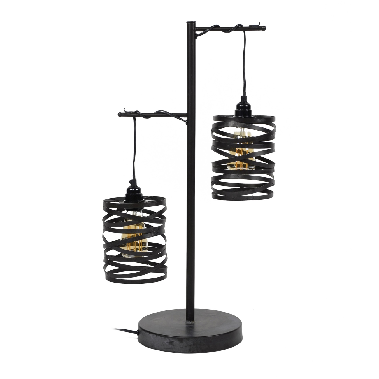 Tischleuchte Spiralo, 2-flammig - Metall Schiefergrau, Ø 14 cm, LED