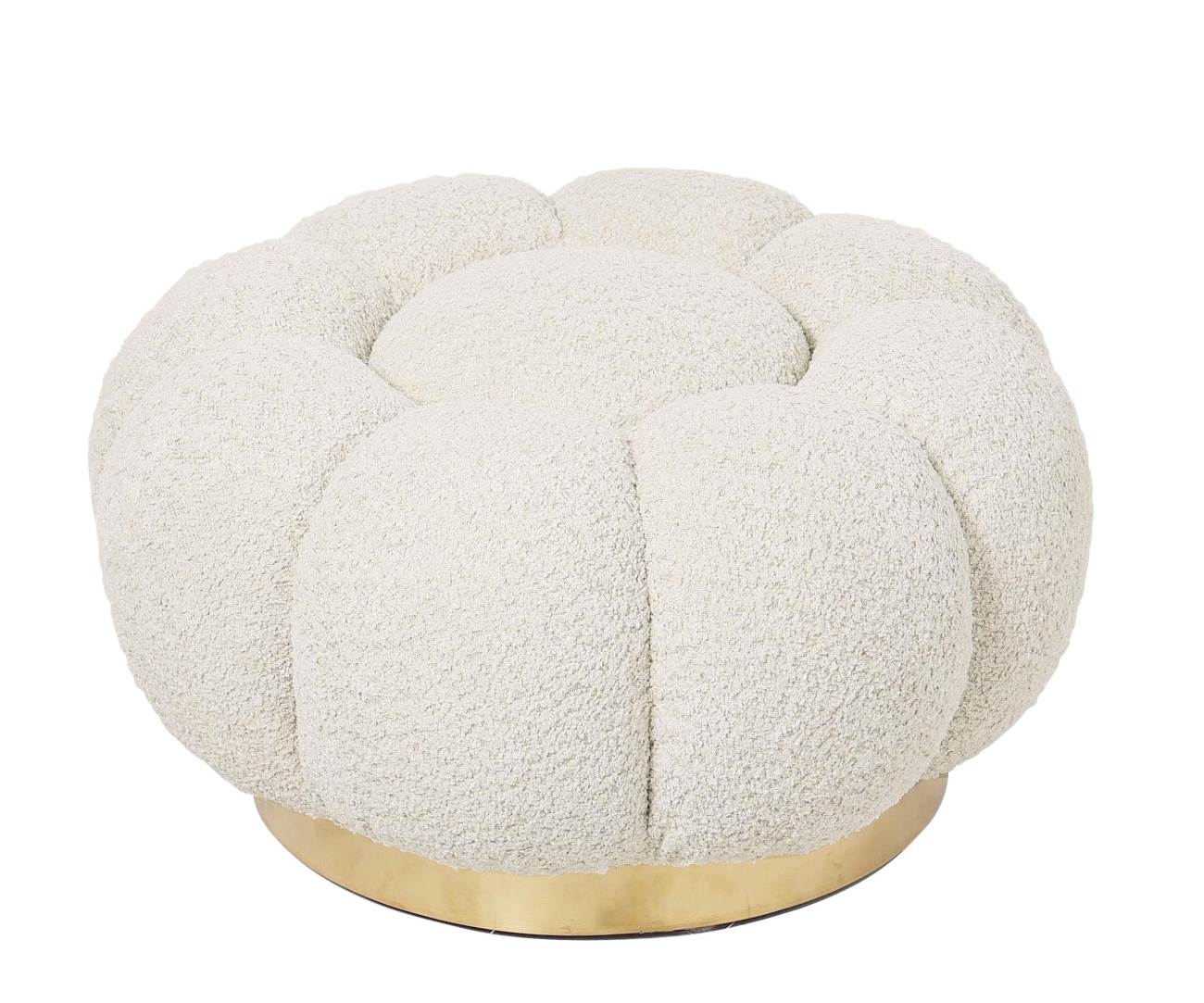 Pouf Florel aus Boucle-Stoff, Natur