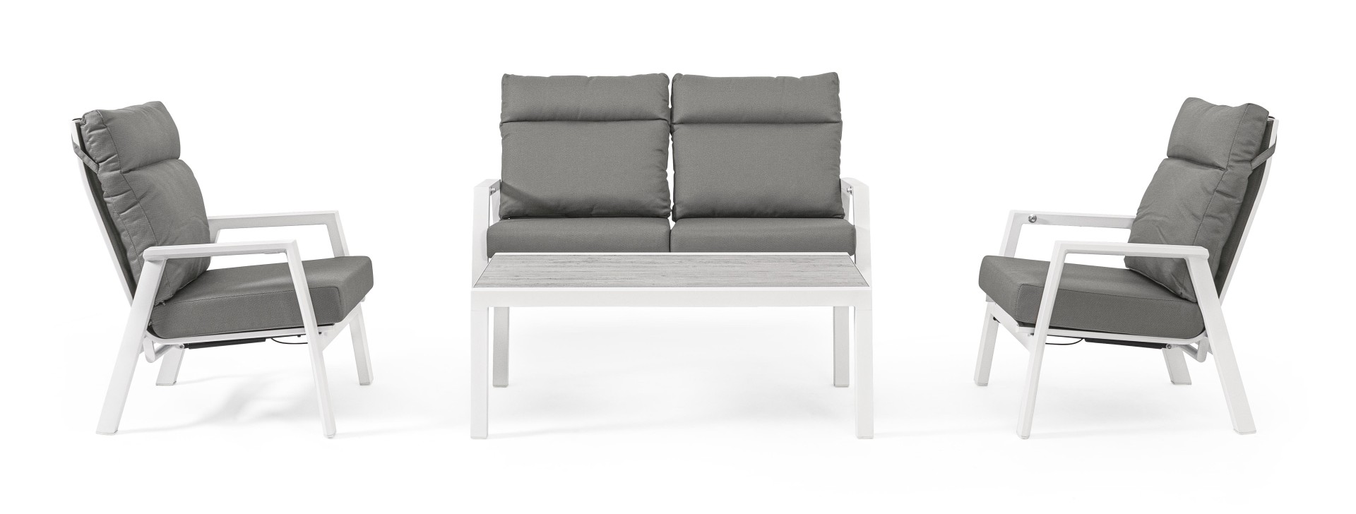 Gartensofa Kledi aus Aluminium, Weiß