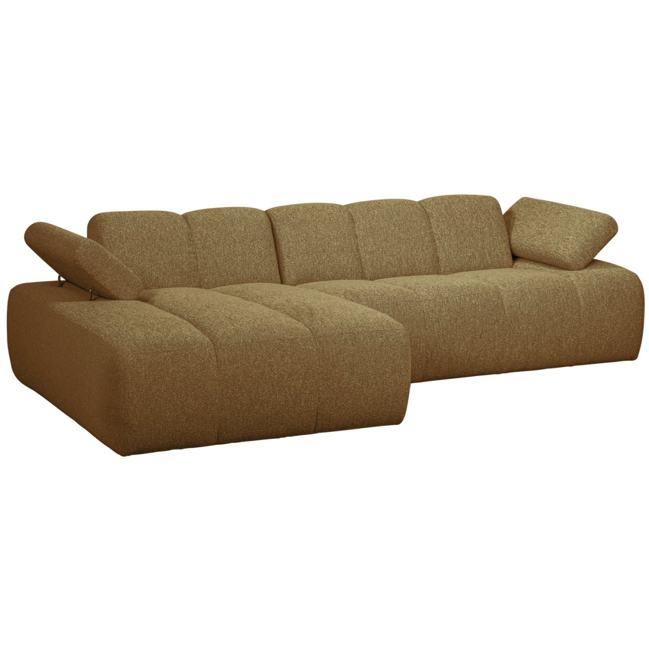 Chaiselongue Mojo aus Boucle-Stoff Links, Gelb/Braun