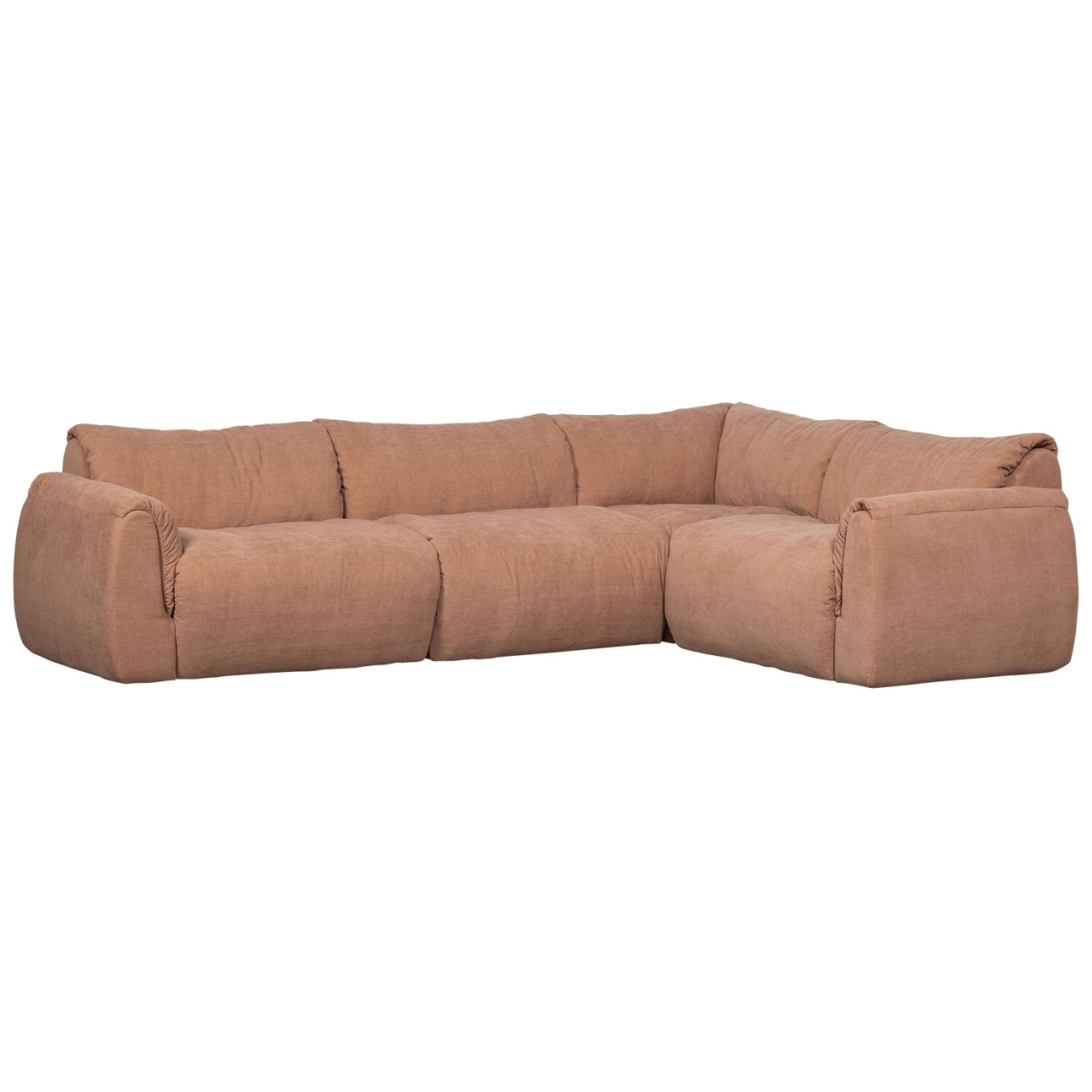Ecksofa Baggy aus Chenille-Stoff Rechts, Altrosa