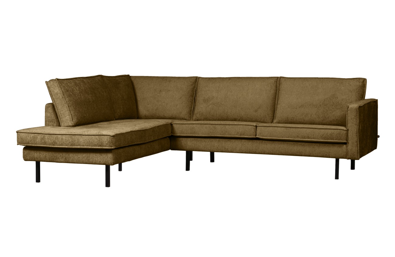 Ecksofa Rodeo aus Struktursamt Links, Brass