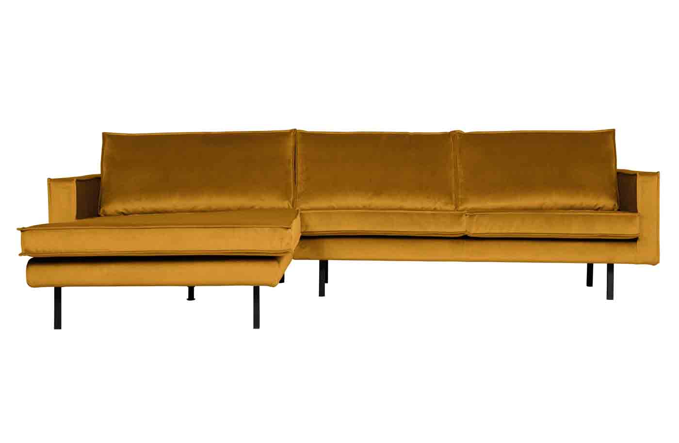 Ecksofa Rodeo Chaiselongue Samt, links Ocker