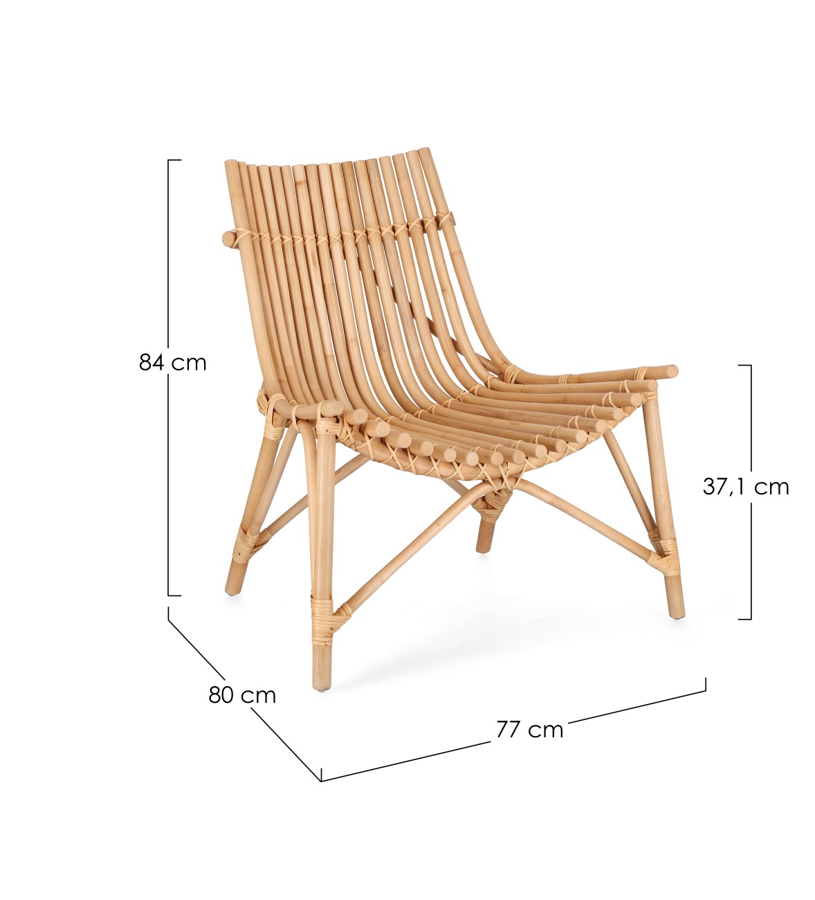 Sessel Menendez aus Rattan, Natur