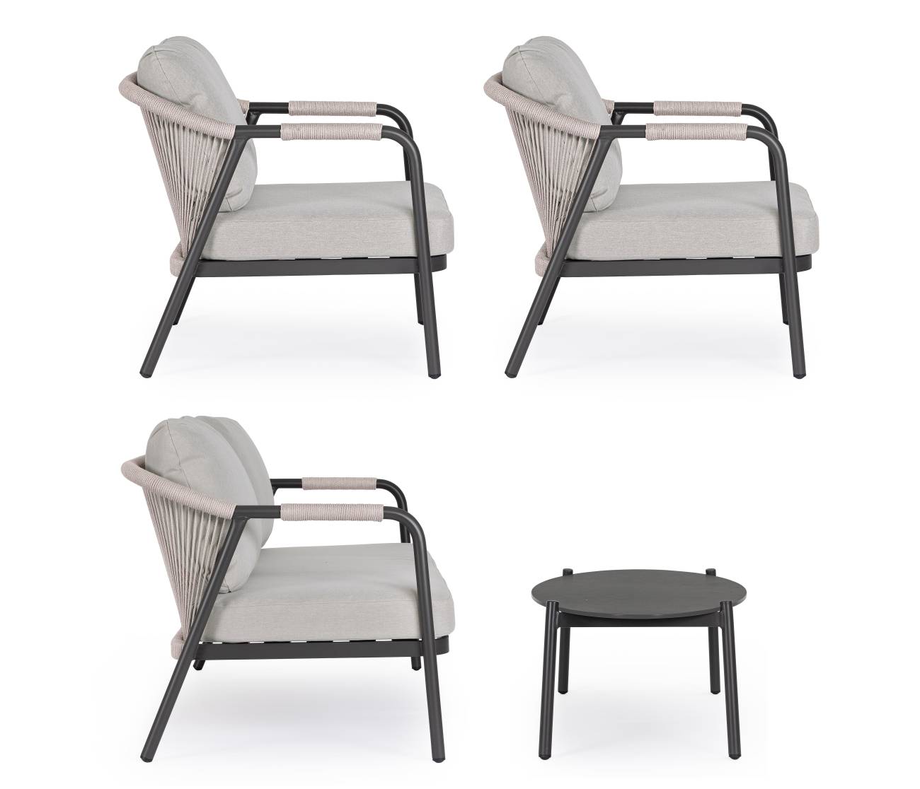Garten-Set Miravet 4er Gruppe, Anthrazit / Taupe