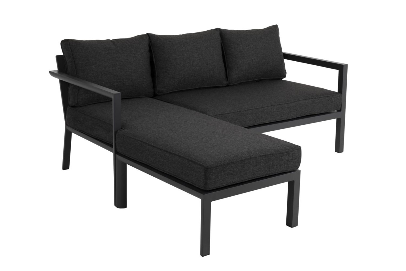 Gartenecksofa Delia mit Kissen, Anthrazit