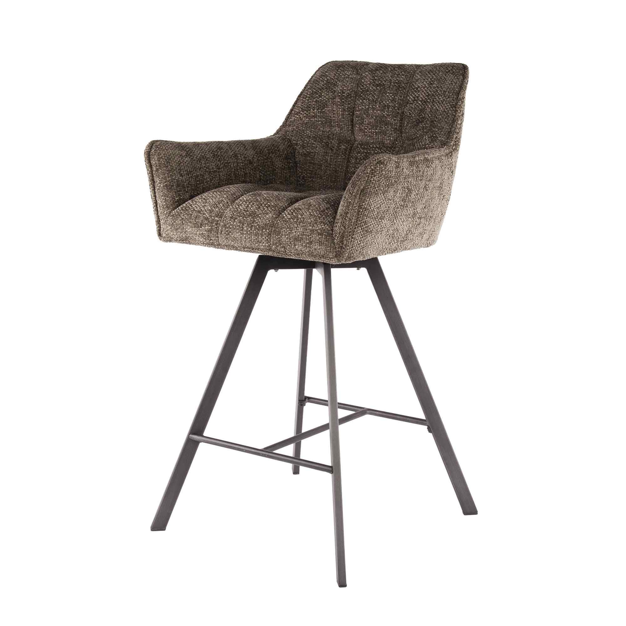 2er-Set Barhocker Spinras mit Armlehne, Drehbar - Webstoff, Taupe