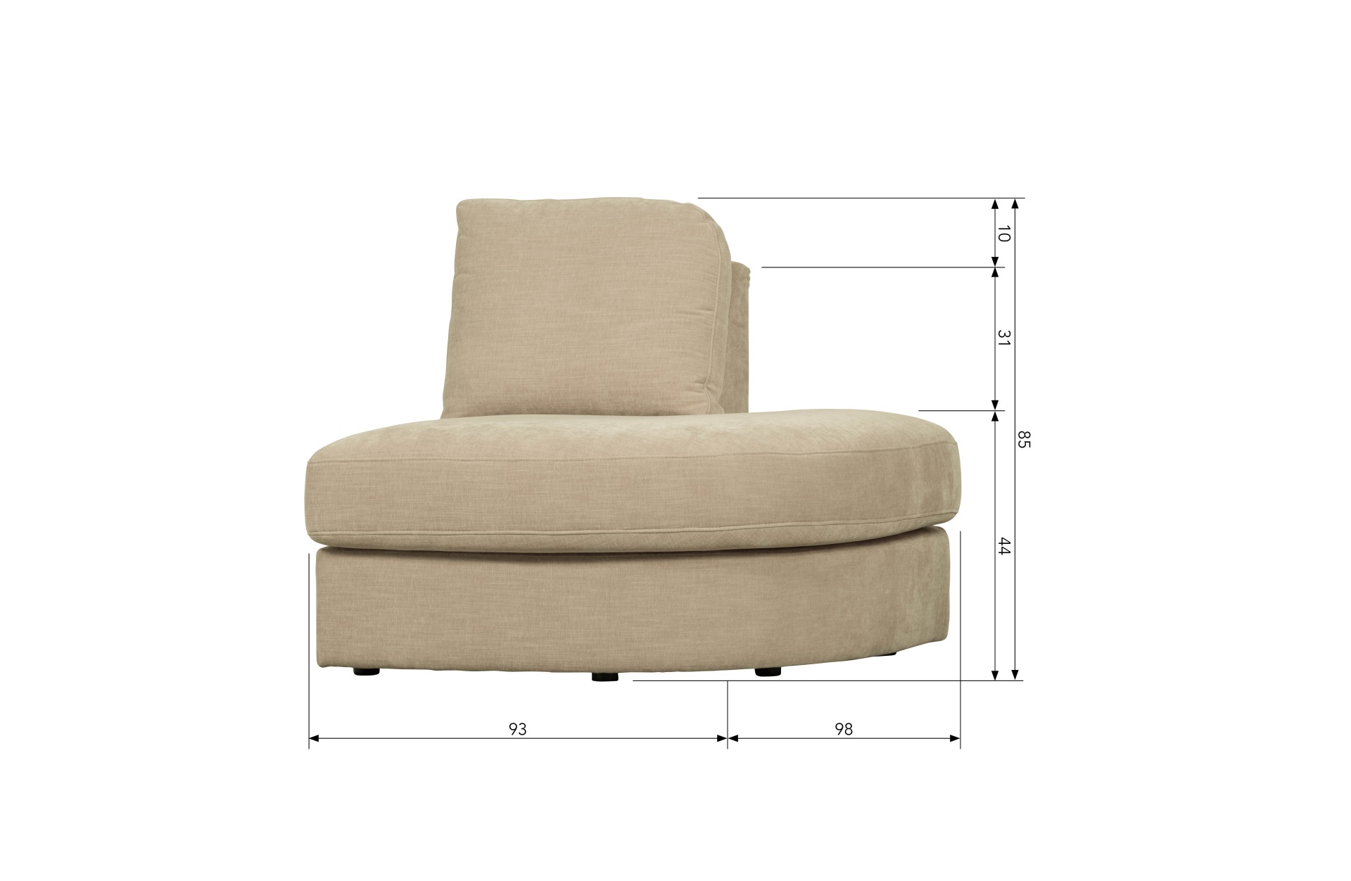 Modulsofa Family 1-Seat Eck-Element Rund Rechts, Sand