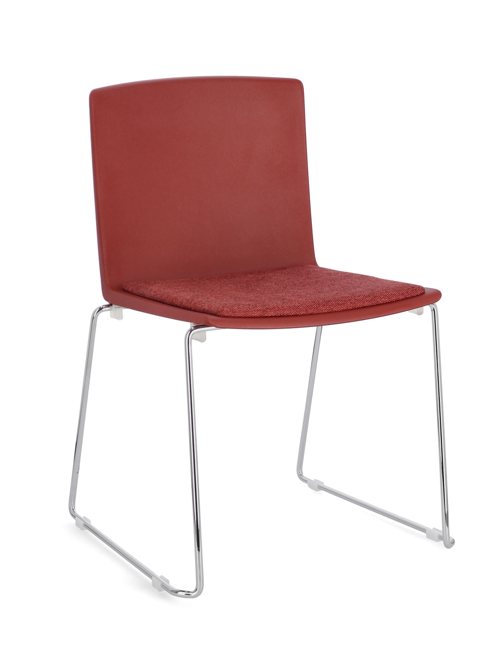 Esszimmerstuhl Giulia 4er-Set aus Metall, Silber/Rot