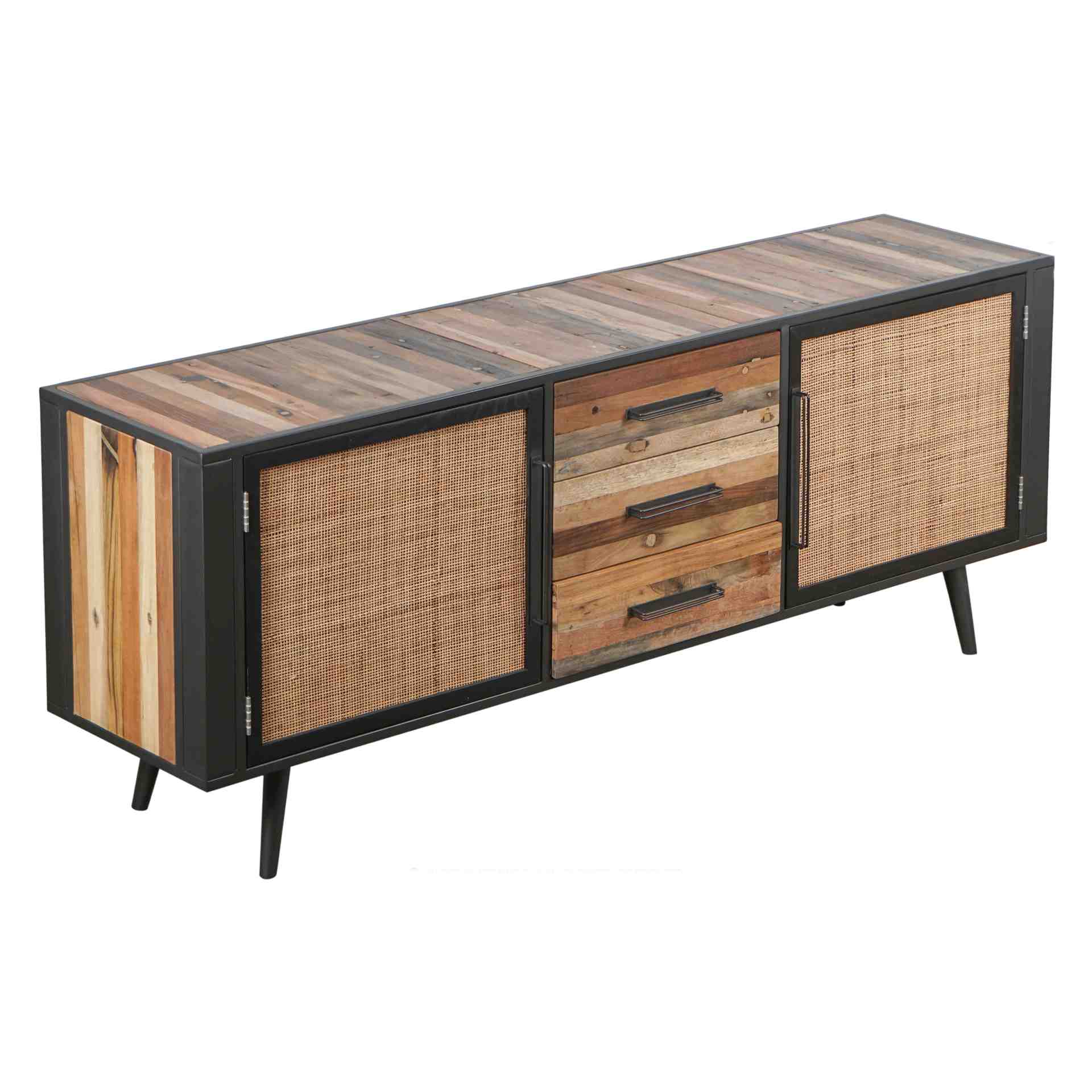 Sideboard Nordic Rattan mit Türen und Schubladen, 200 cm