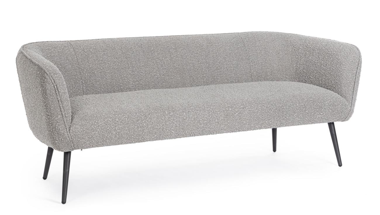 Sofa Avril aus Bouclè-Stoff 3-Sitzer, Grau