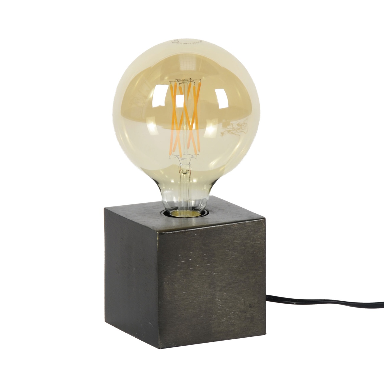 Tischleuchte Talitalea - Metall in Schwarz-Nickel, Würfel, inkl. LED