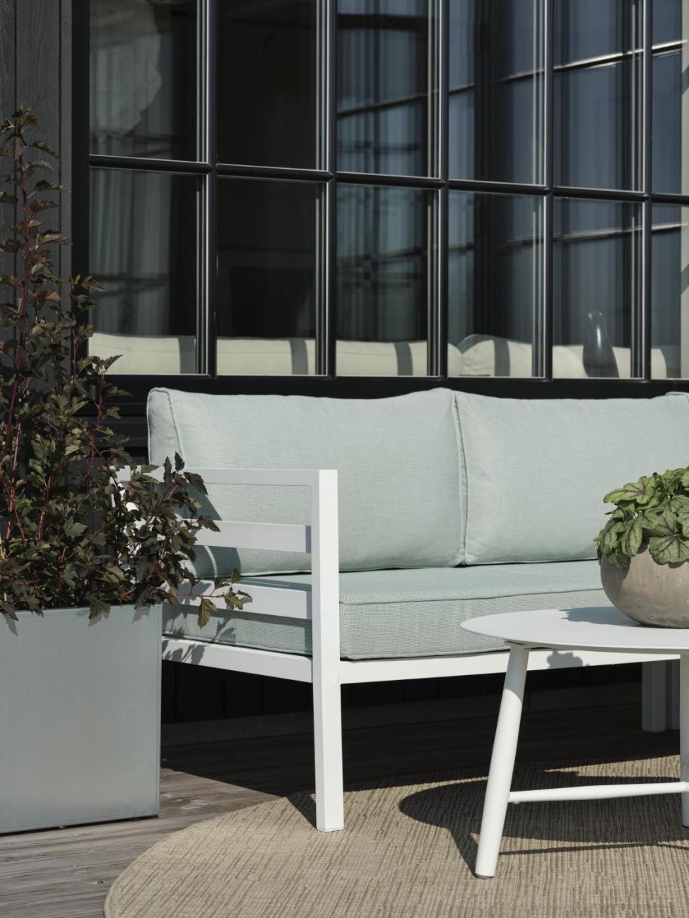 Gartenecksofa Weldon mit Kissen, Hellgrau