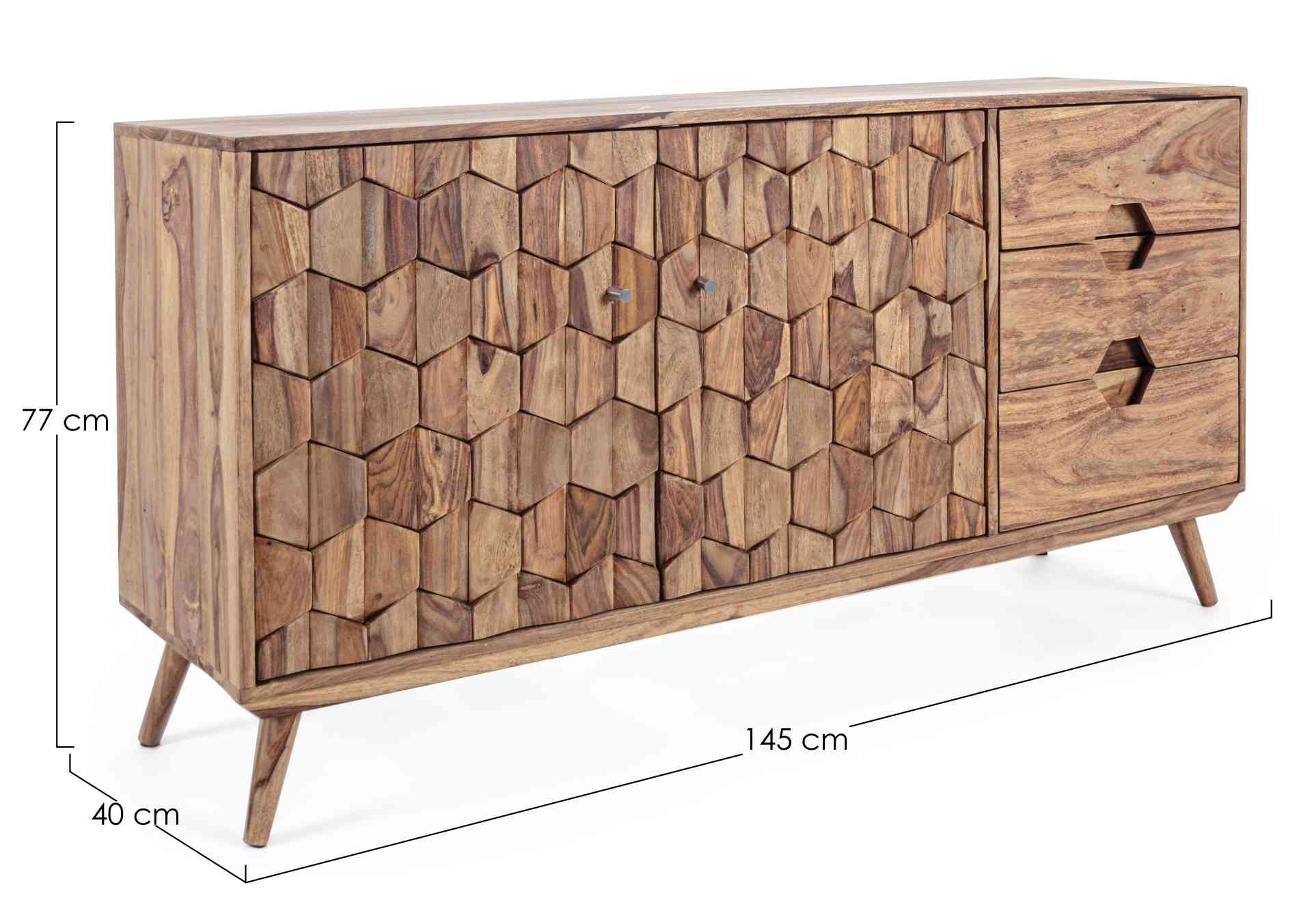 Sideboard Kant aus Sheeshamholz, 145 cm