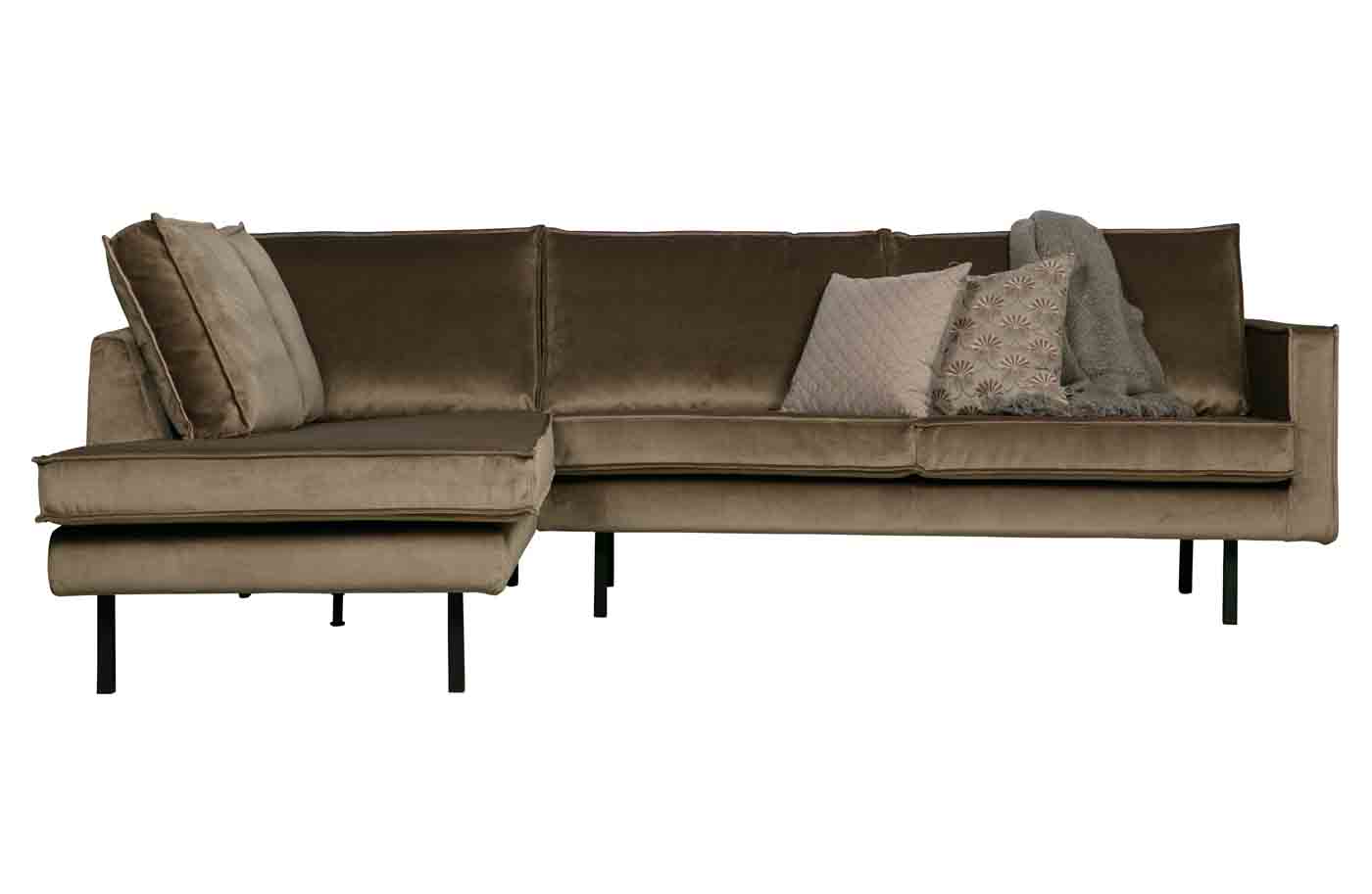 Ecksofa Rodeo Samt, links Taupe