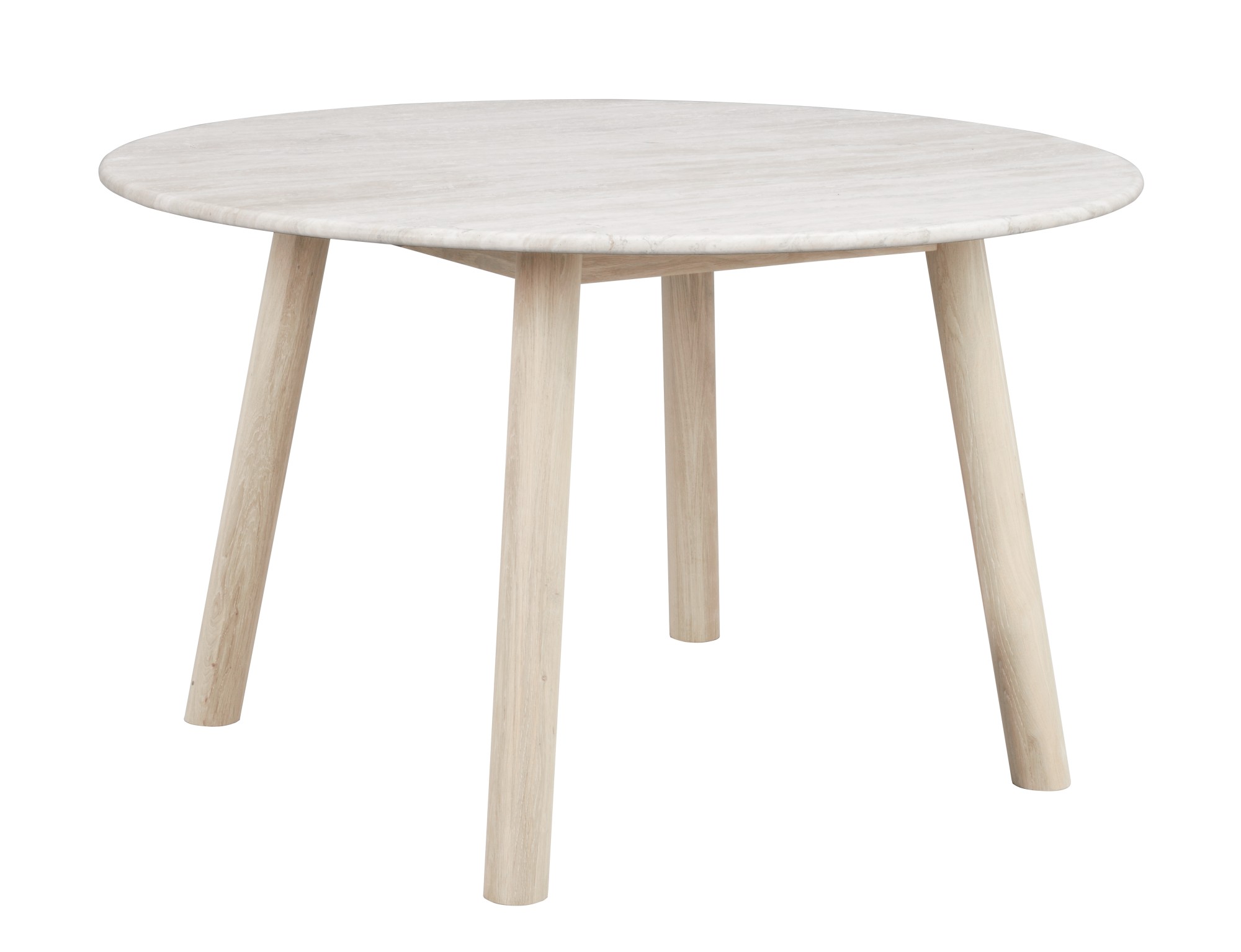 Esstisch Taransay Rund 125cm, Travertin Sand, Eiche Hell