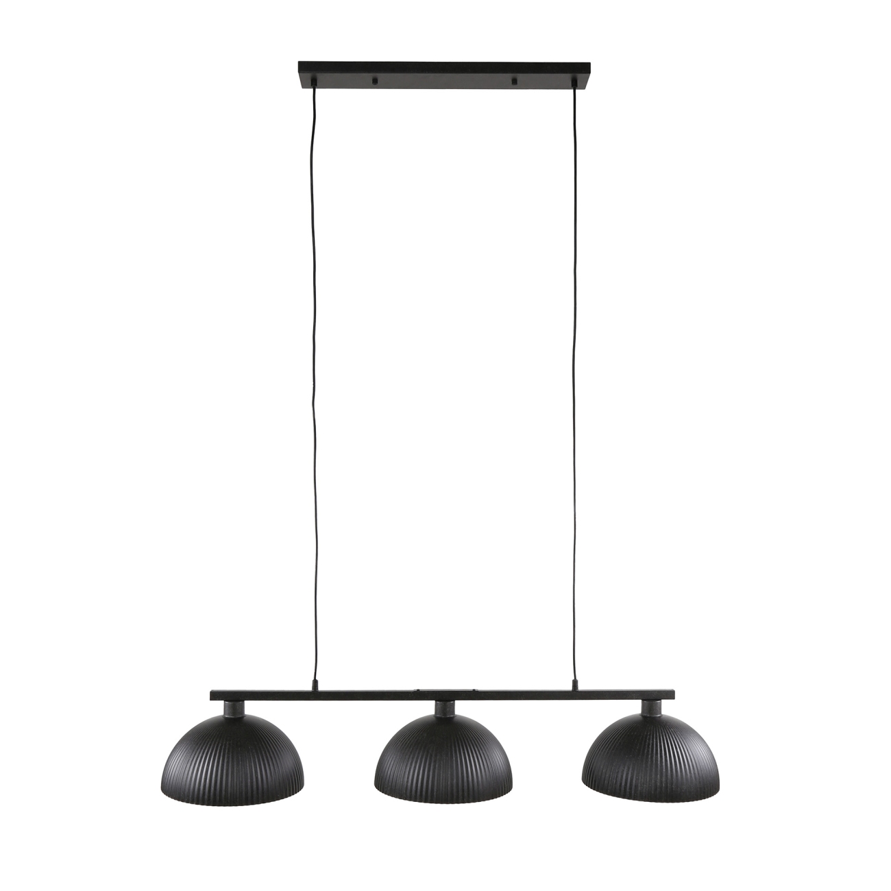 Hängeleuchte O-Brella, 3-flammig - Metall Artic-Schwarz geriffelt, LED