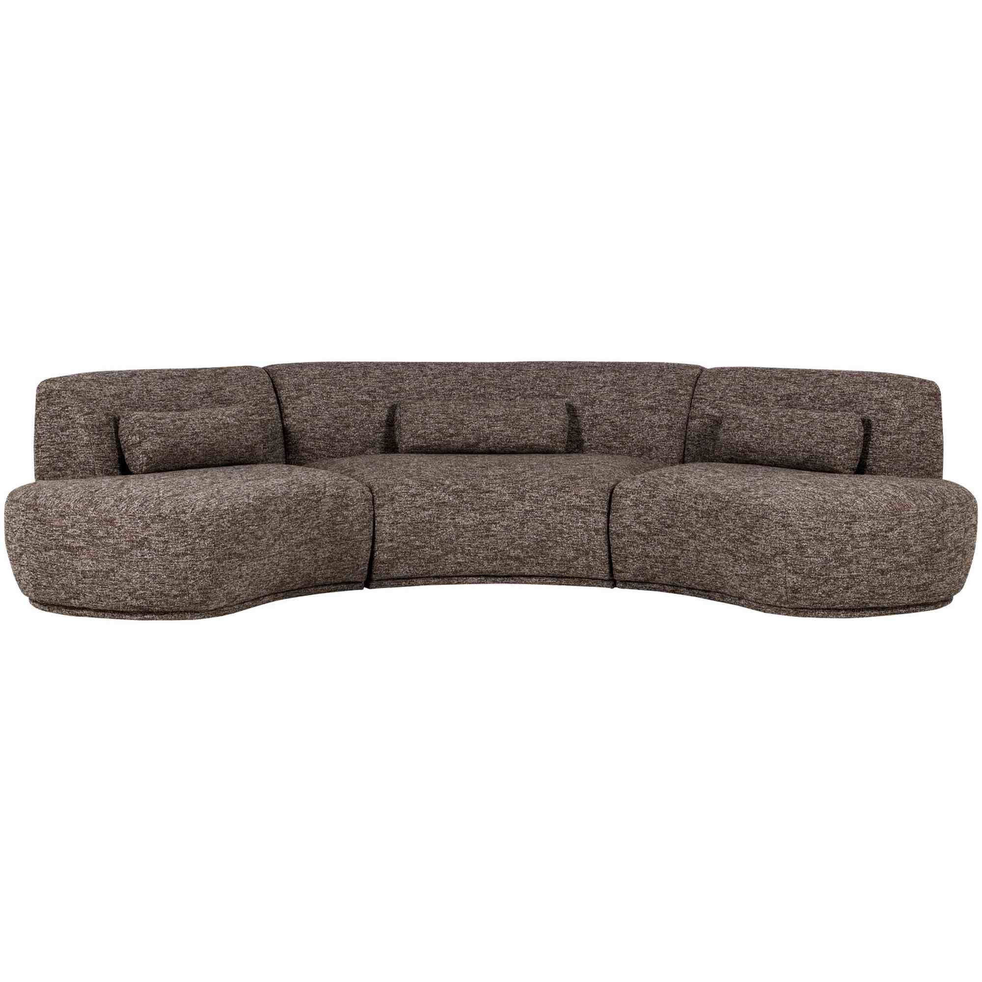 Sofa Batavier 6-Sitzer Halbrund - Melange-Stoff, Braun