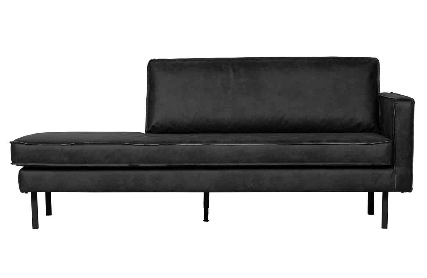 Recamiere Rodeo Daybed Lederoptik, rechts Schwarz