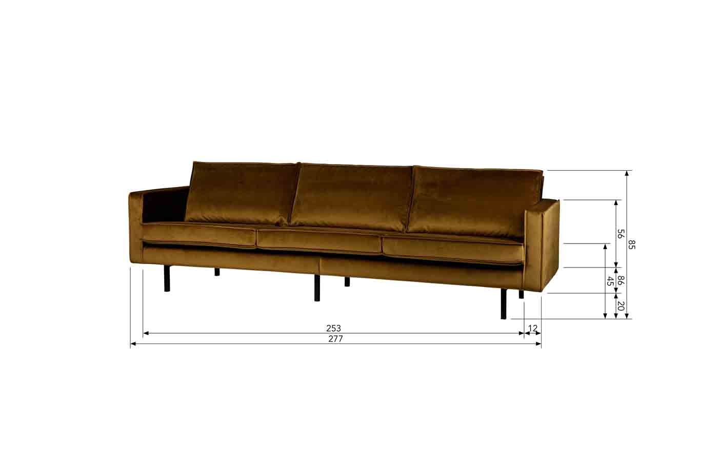 Rodeo Sofa 3-Sitzer Samt, Honig Gelb