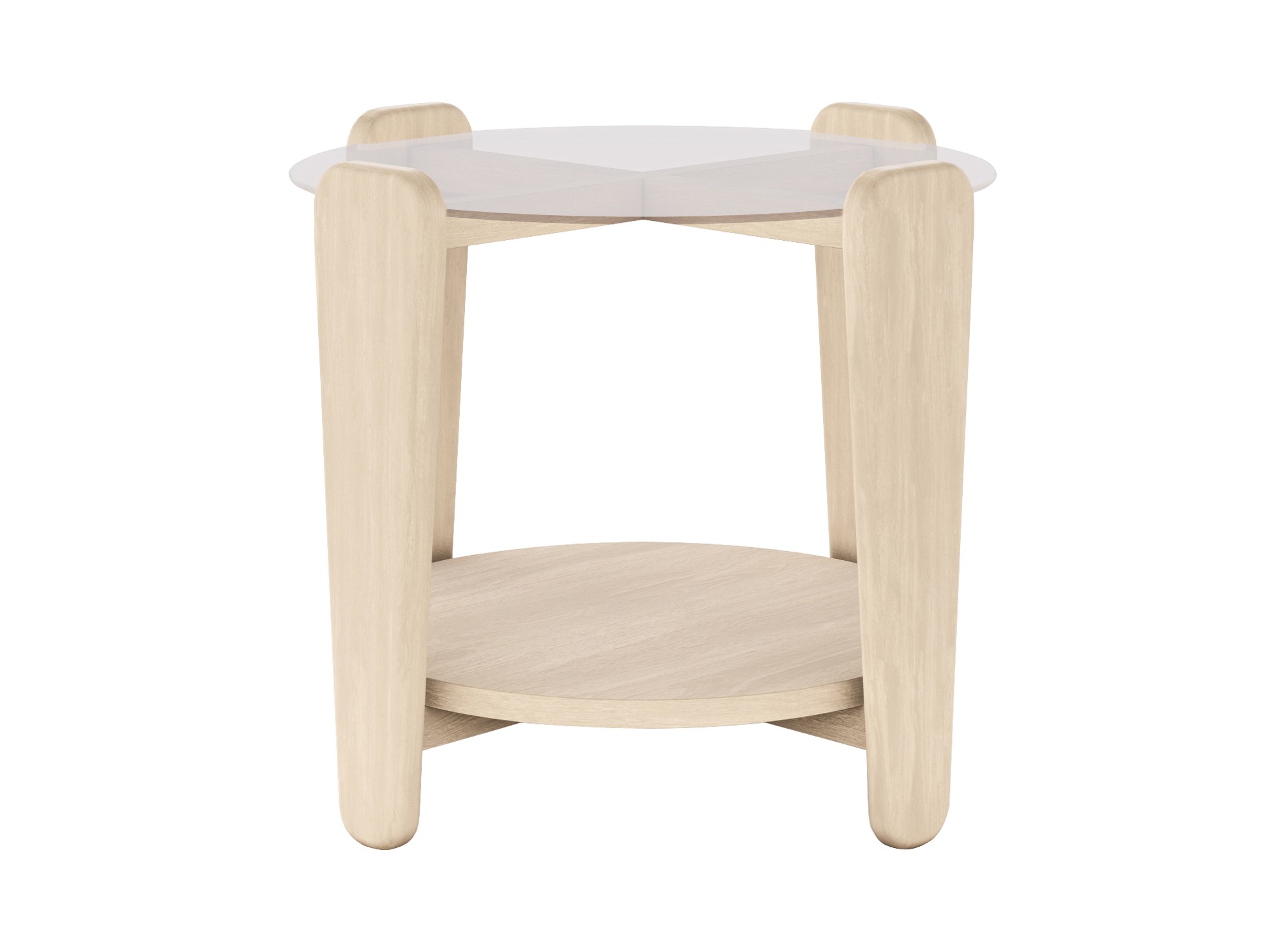 Couchtisch Arran, Eiche Weiß pigmentiert mit Glasplatte, 52cm