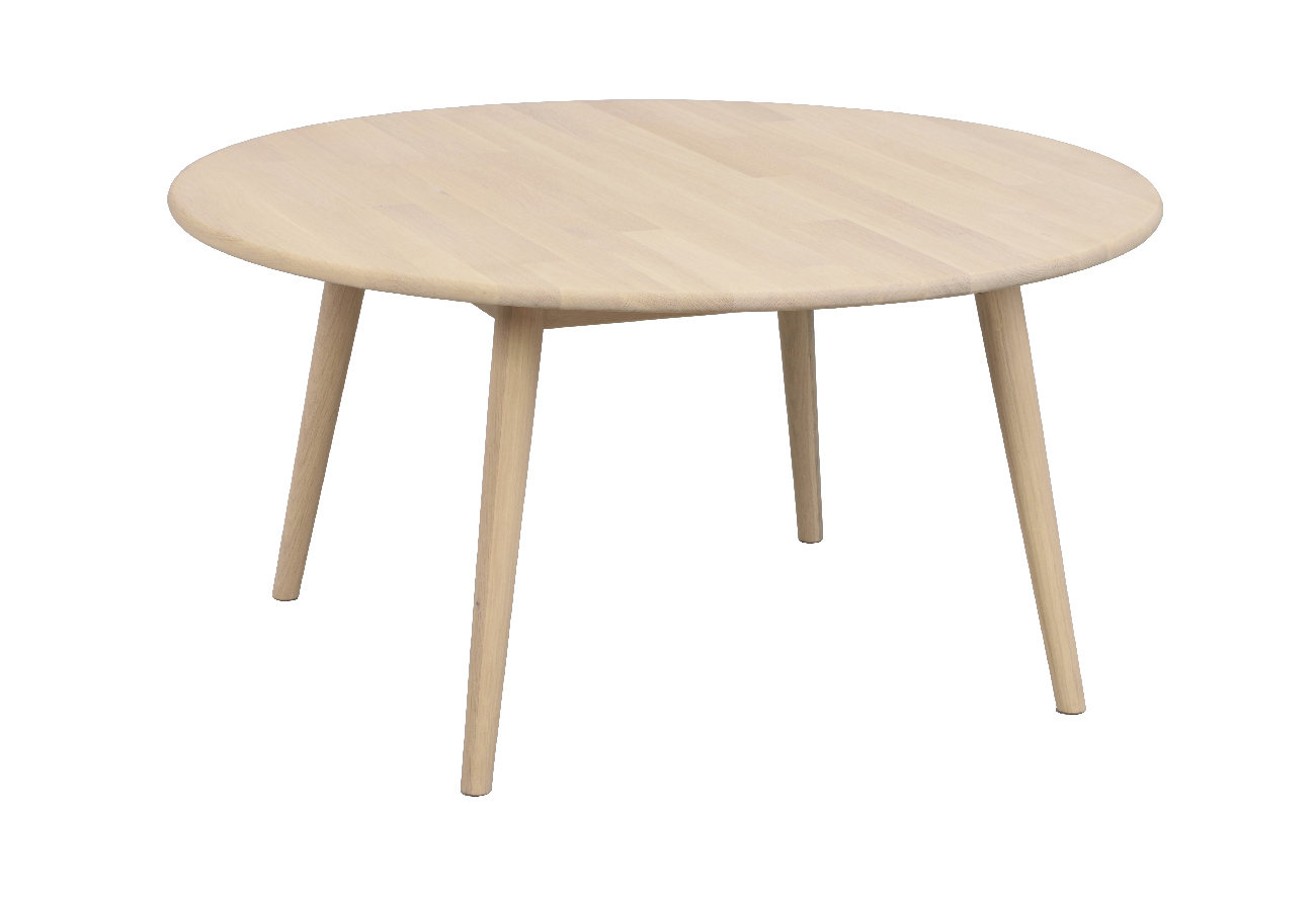 Couchtisch Tompkins Rund 90cm, Eiche Weiß pigmentiert