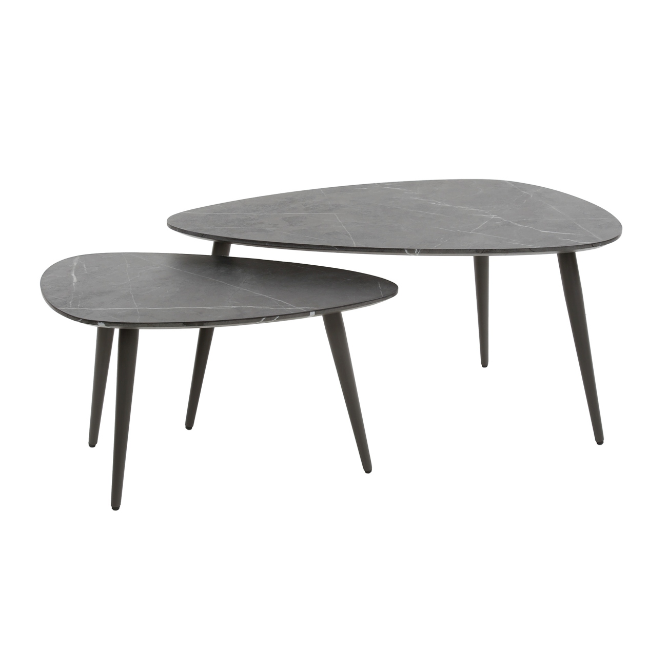 2er-Set Couchtisch Melamik in Keramik-Optik, Organisch