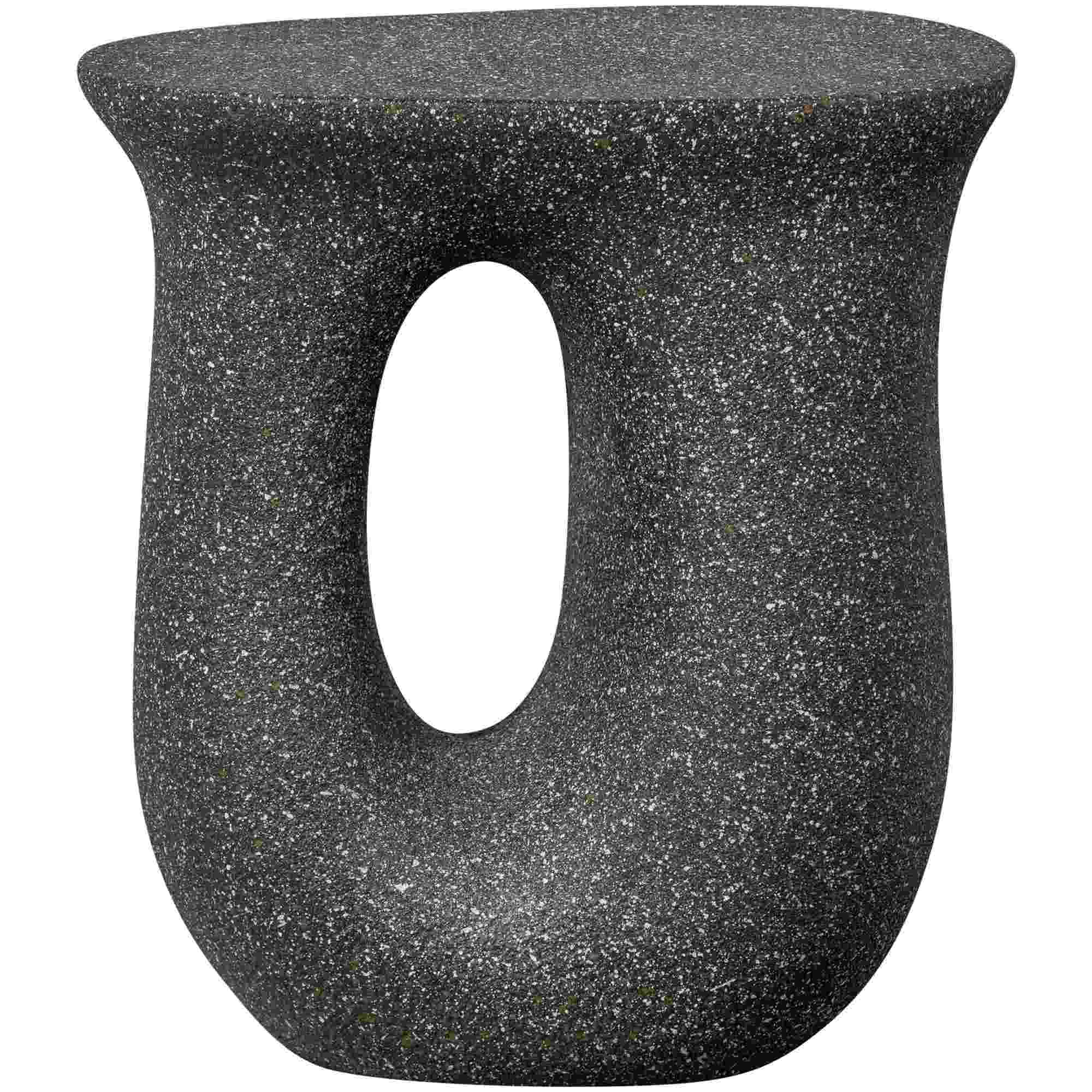 Beistelltisch Moson mit Tupfen in Schwarz - organisch geformter Tisch aus Magnesiumoxid