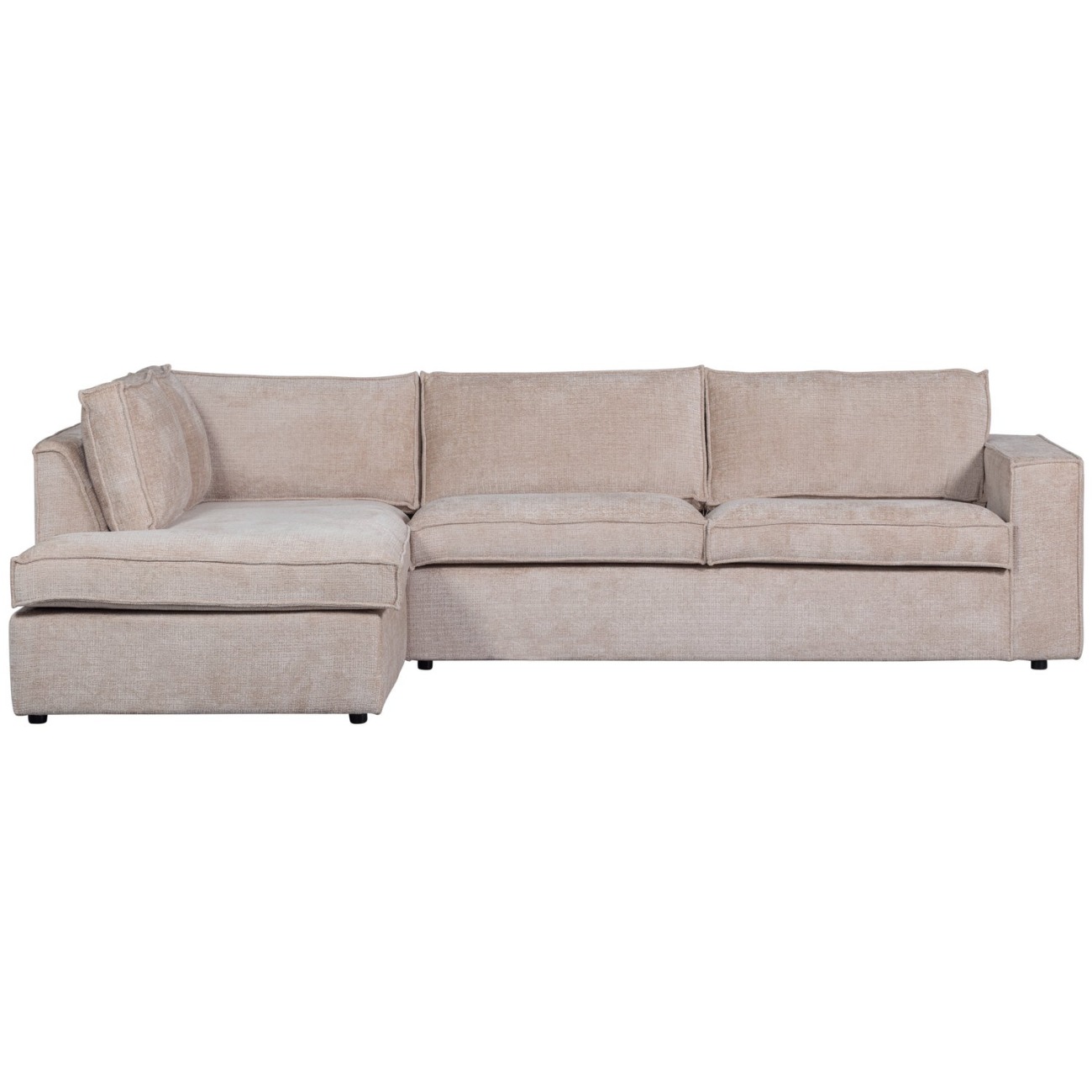 Ecksofa Hajo aus Chenille-Stoff Links, Sand