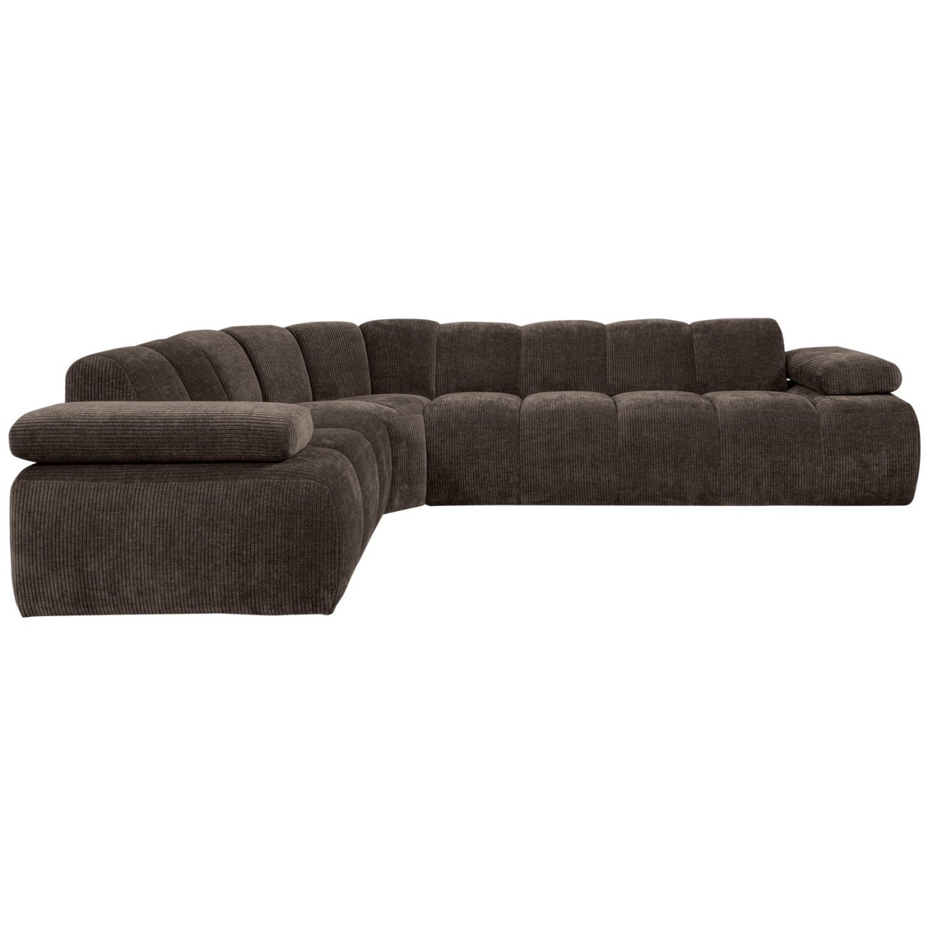 Ecksofa Mojo aus Flachcord Links, Braun