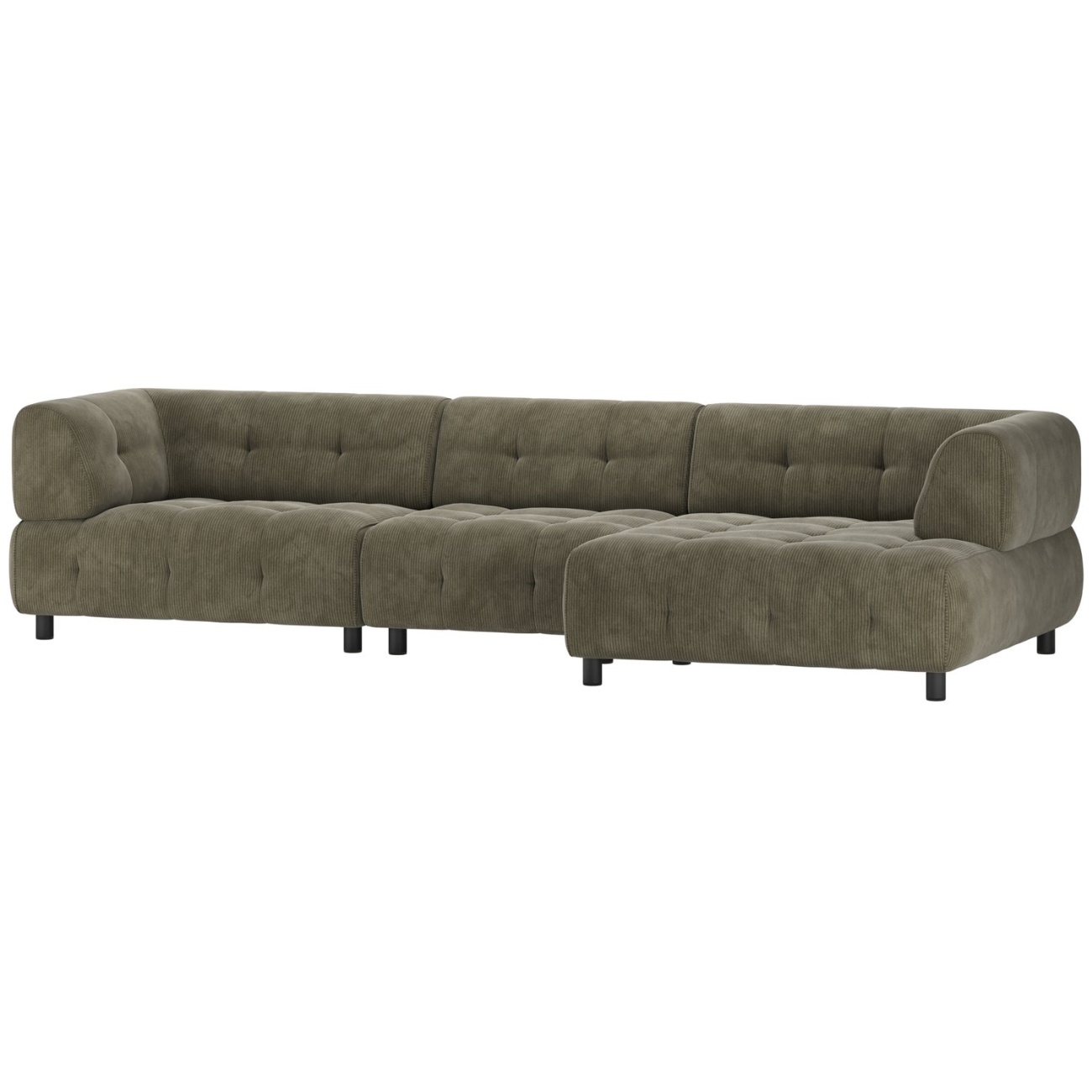 Chaiselongue Louis mit Cordbezug Rechts, Leaf