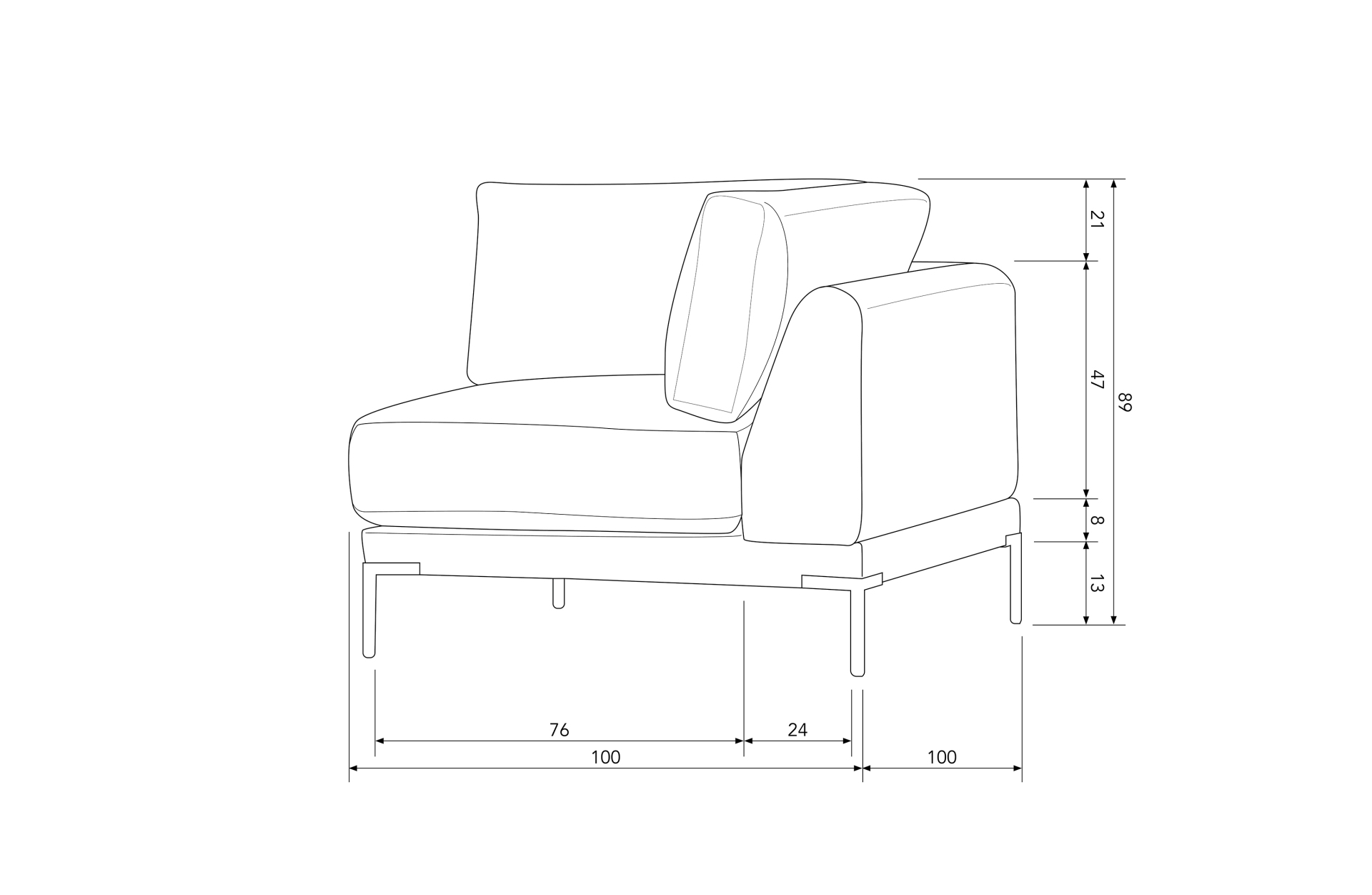 Modulsofa Couple Eck-Element, Braun