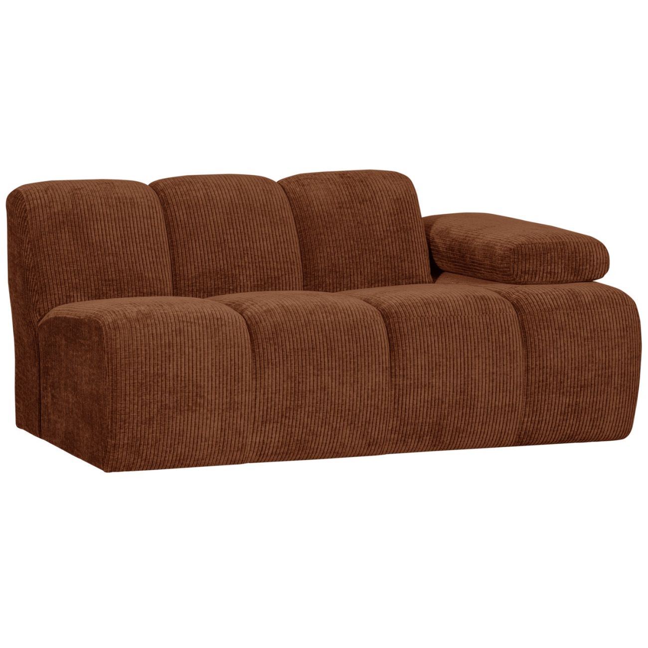 Modulsofa Mojo Flachcord 1,5er Arm-Rechts, Rostbraun