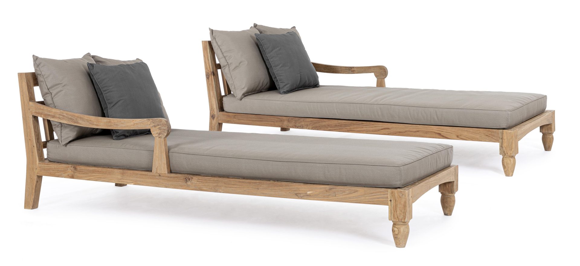 Daybed Bali aus Teakholz, Grau