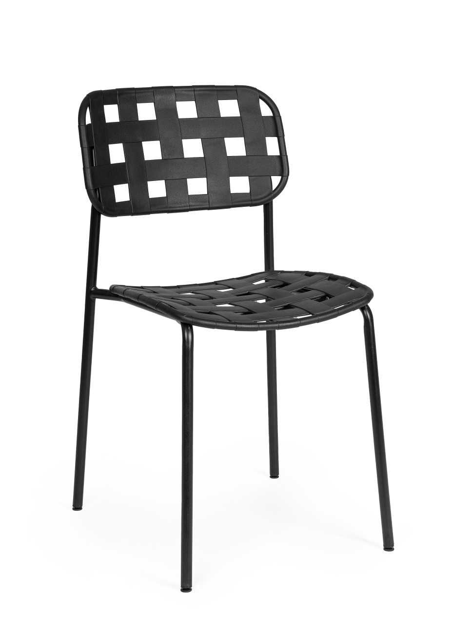 Gartenstuhl Clover 4er-Set aus Metall, Schwarz