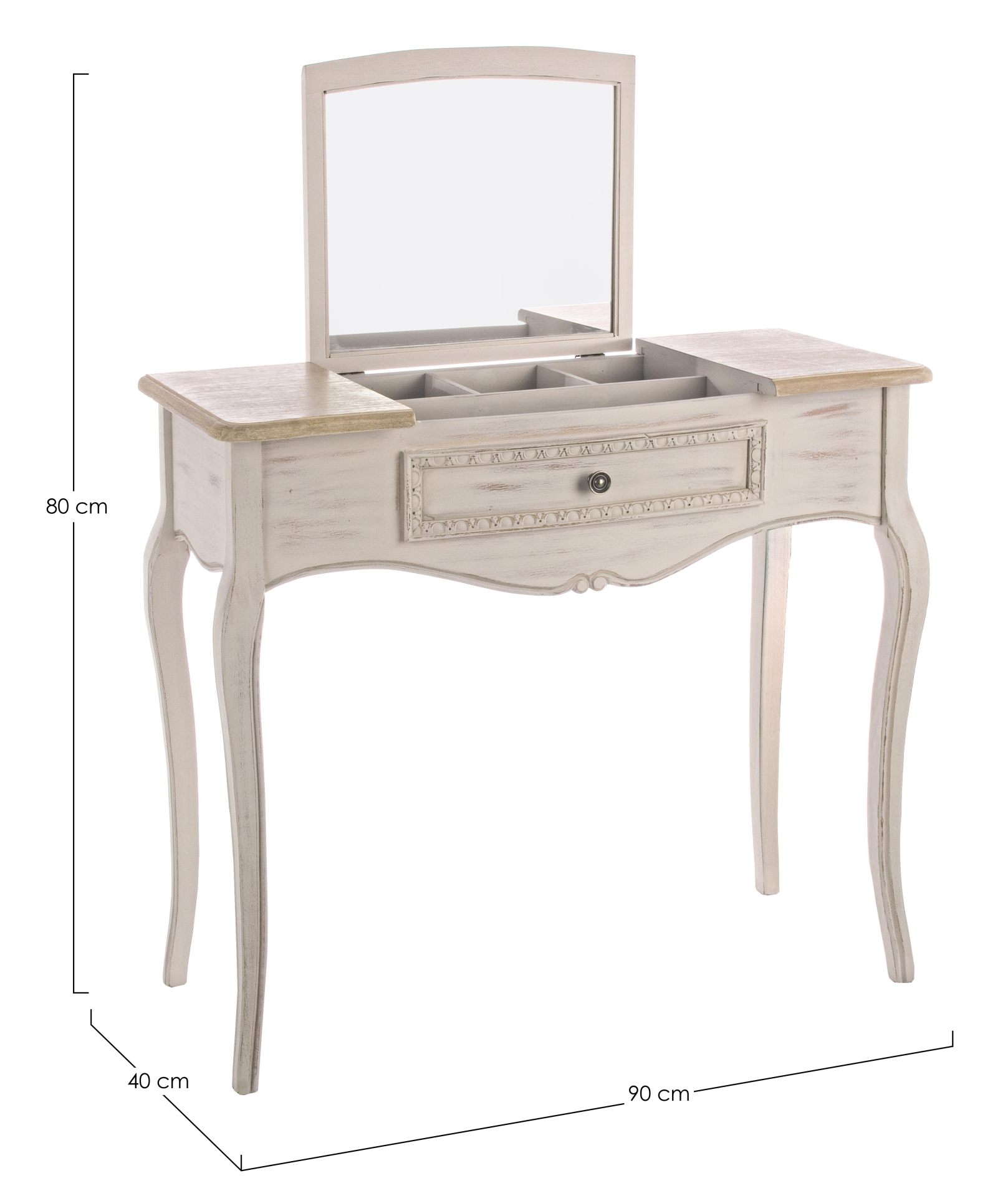 Konsole Clarisse aus Paulowniaholz mit Spiegel, 90 cm