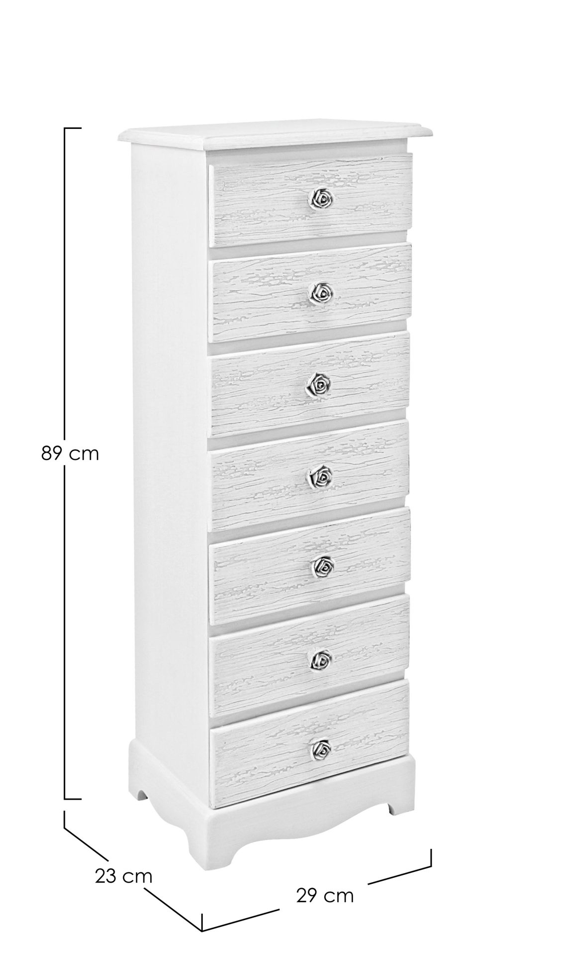 Kommode Blanc aus MDF Cubic, 7 Schubladen