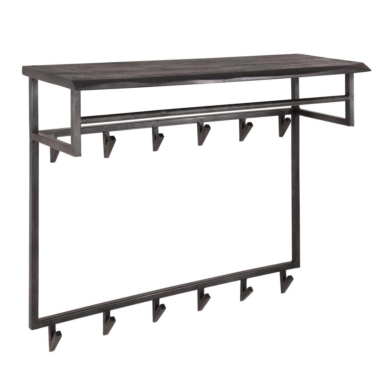 Garderobe Cheyuzi - Akazie massiv Schwarz, mit Hutablage & 12 Haken