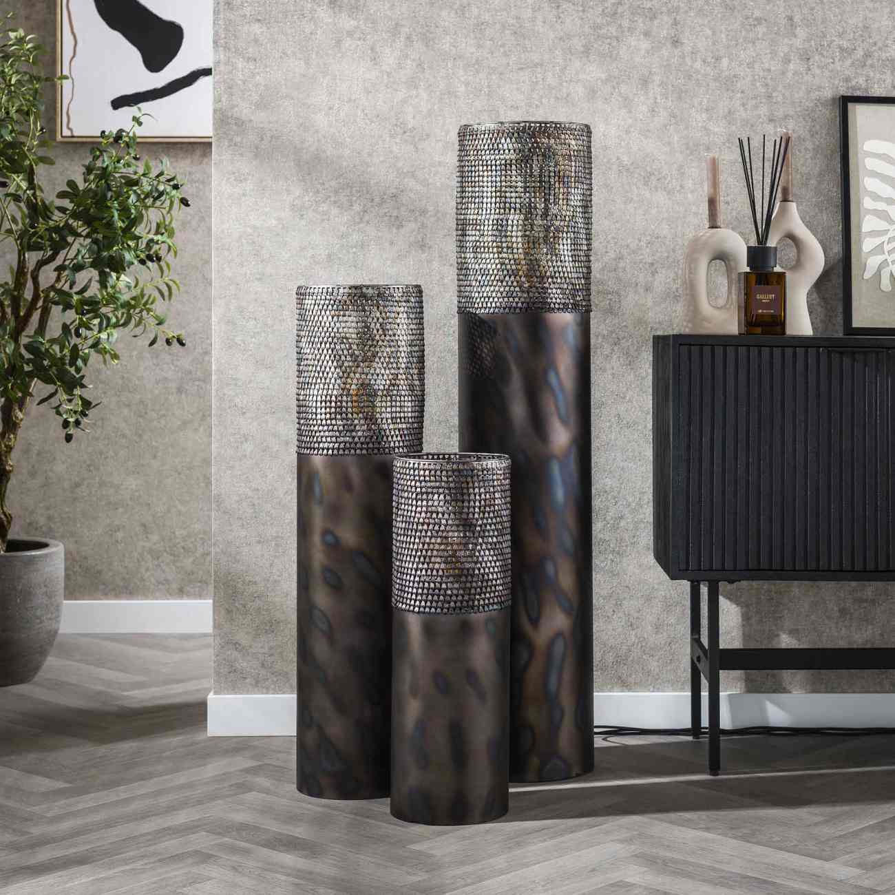 Stehleuchte Crocodi - Metall Schwarzbraun gebrannt, inkl. LED, 120 cm