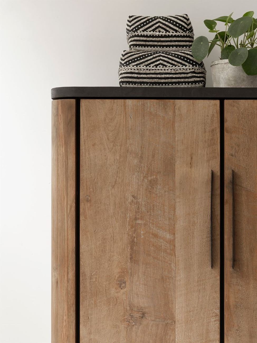 Highboard Soho aus recyceltem Teakholz, 90 cm