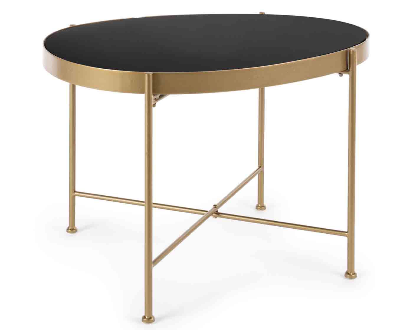 Couchtisch Rashida aus Metall mit Glasplatte, Gold 63x46 cm